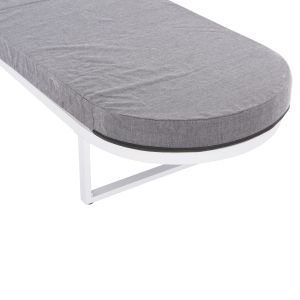 Шезлонг Mallow Hm10715.01 бял алуминий и сива възглавница 198x71x40,5-103hcm.