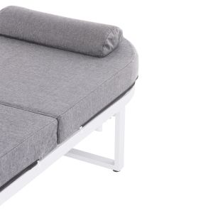 Шезлонг Mallow Hm10715.01 бял алуминий и сива възглавница 198x71x40,5-103hcm.