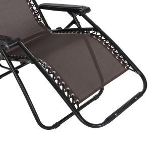 Шезлонг Relaxcompanion кафяв текстилен-черен метал 67x145x110hcm Hm5095,13