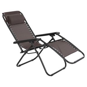 Шезлонг Relaxcompanion кафяв текстилен-черен метал 67x145x110hcm Hm5095,13