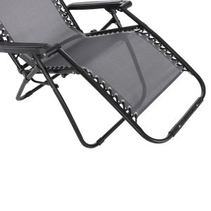 Шезлонг Relaxcompanion сиво текстилен-черен метал 67x145x110hcm Hm5095,11