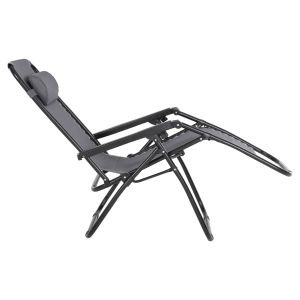 Шезлонг Relaxcompanion сиво текстилен-черен метал 67x145x110hcm Hm5095,11