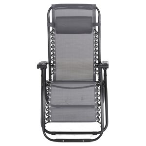 Шезлонг Relaxcompanion сиво текстилен-черен метал 67x145x110hcm Hm5095,11