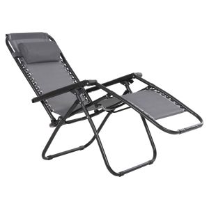Шезлонг Relaxcompanion сиво текстилен-черен метал 67x145x110hcm Hm5095,11