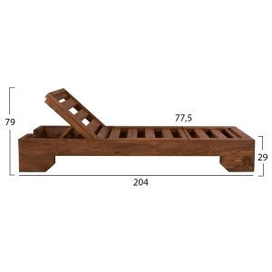 Шезлонг Wooden Heavy Duty Macedonia, орех, 204x77,5x29cm Hm5646,01