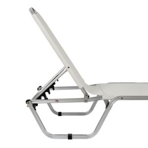 Шезлонг алуминиево бяло 195x53-60x30cm Hm5071,03