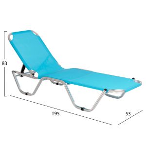 Шезлонг алуминиево светло синьо 60x195x30cm Hm5071,08