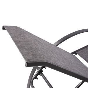 Шезлонг от алуминий, сив с текстилен сив, 194x54-66x30cm Hm5133,01