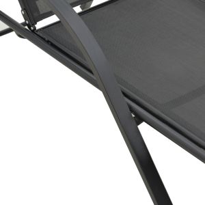 Шезлонг с подлакътници Attain алуминий и текстил в тъмносив нюанс 200x62x35