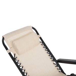Chaise longue folding chair Companion Hm5095,12 beige textile - black metal 67x145x110cm