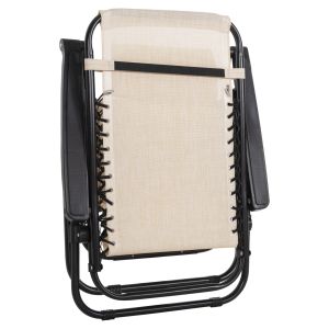 Chaise longue folding chair Companion Hm5095,12 beige textile - black metal 67x145x110cm