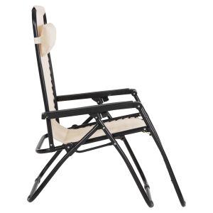 Chaise longue folding chair Companion Hm5095,12 beige textile - black metal 67x145x110cm
