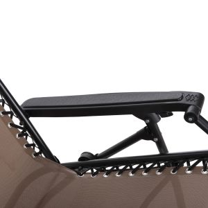 Chaise longue folding chair Companion Hm5095,14 champagne textile - black metal 67x145x110cm