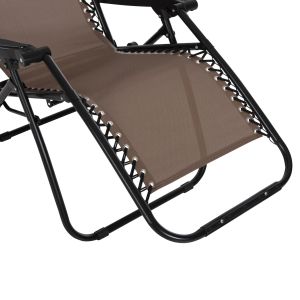 Chaise longue folding chair Companion Hm5095,14 champagne textile - black metal 67x145x110cm