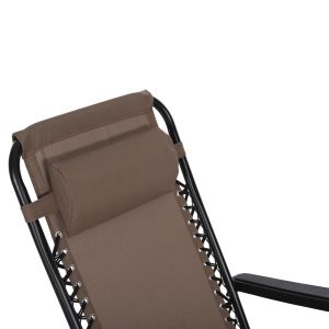 Chaise longue folding chair Companion Hm5095,14 champagne textile - black metal 67x145x110cm