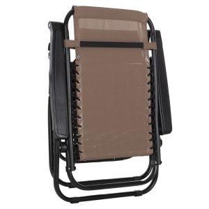 Chaise longue folding chair Companion Hm5095,14 champagne textile - black metal 67x145x110cm