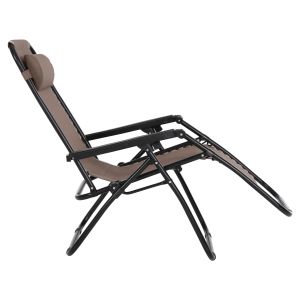 Chaise longue folding chair Companion Hm5095,14 champagne textile - black metal 67x145x110cm