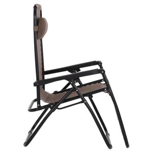 Chaise longue folding chair Companion Hm5095,14 champagne textile - black metal 67x145x110cm