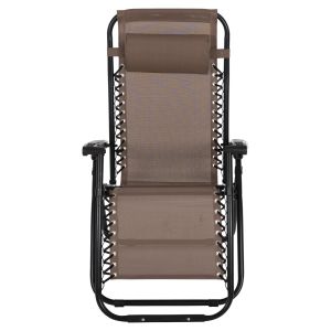 Chaise longue folding chair Companion Hm5095,14 champagne textile - black metal 67x145x110cm