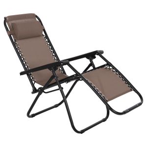 Chaise longue folding chair Companion Hm5095,14 champagne textile - black metal 67x145x110cm