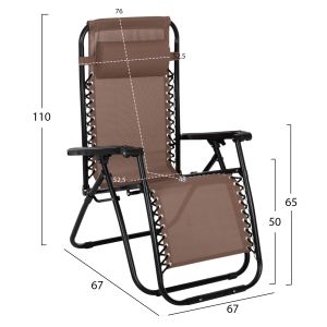 Chaise longue folding chair Companion Hm5095,14 champagne textile - black metal 67x145x110cm
