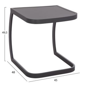 Chaise longue side table Rickon Hm6324.01 aluminum in gray color 45x48x49.5cm.