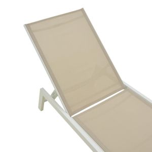 Шезлонгг Boka от бял алуминий и текстил в бежов цвят 60x192x31см