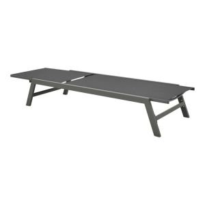 Шезлонгг Boka от тъмносив алуминий и текстил в черен цвят 60x192x31см