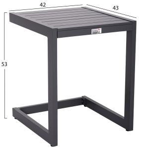 Chaise longue side table Belling Hm6274.03 aluminum in dark gray 42x43x53cm.