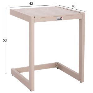 Chaise longue side table Belling Hm6274.04 aluminum in champagne color 42x43x53cm.