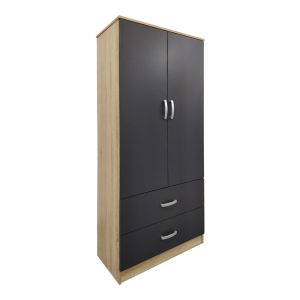 Шестокрилен гардероб с чекмеджета Athos Sonoma-antracit 240x42x180см