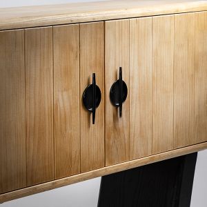Шкаф Mdf - метален, натурален - черен 120x40x90см