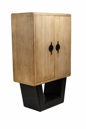 Шкаф Mdf - метален, натурален - черен 70x35x114см