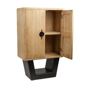 Шкаф Mdf - метален, натурален - черен 70x35x114см