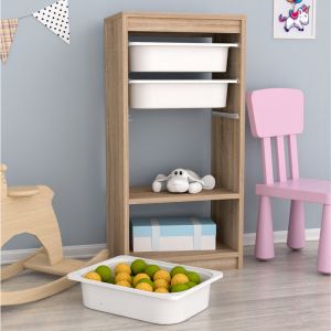 Cabinet Sani Hm18198,03 melamine in color Sonama-white P,e, drawers 45.5x30x92cm