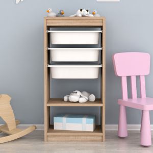 Cabinet Sani Hm18198,03 melamine in color Sonama-white P,e, drawers 45.5x30x92cm