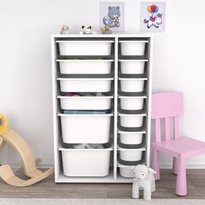 Cabinet Sani Hm18211,01 melamine in white-14 white P,e, drawers 69,5x30x109hcm