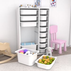 Cabinet Sani Hm18211,01 melamine in white-14 white P,e, drawers 69,5x30x109hcm