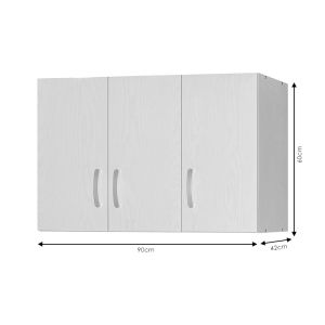Шкаф Zelia с 3 врати бял, размери 90x42x60 см