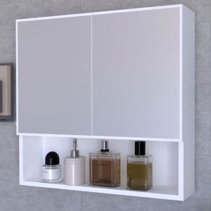 Шкаф за баня Zante с огледало в бял цвят 70x17x70cm