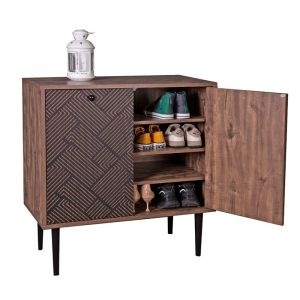 Шкаф за обувки Boho-b Home 2227 с 2 врати цвят сив дъб/черен 75*37*75