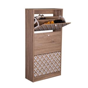 Шкаф за обувки Boho-b Home с 3 врати цвят сонома-λευκη 60x23,5x117