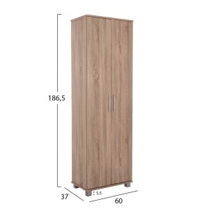 Shoe cabinet Cluse, 20 melamine in sonama oak color 60χ37χ186.5hcm Hm2403