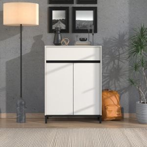 Shoe cabinet Flannan 2k1f2v cashmere/black matte color 80x40x110cm