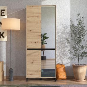 Shoe cabinet Flannan 2k4v 2og oak/black matte color 80x40x205cm