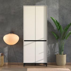 Shoe cabinet Flannan 2k4v cashmere/black matte color 80x40x205cm