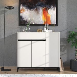 Shoe cabinet Flannan 3k1f3v cashmere/black matte color 120x40x110cm