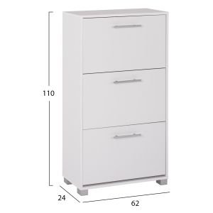 Шкаф за обувки Hm2221,05 3 Levels меламин в бял цвят 62χ24χ110hcm