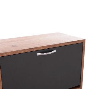 Shoe cabinet Medy Hm18187.02 melamine in anthracite and natural black legs 85x30x108.5hcm.