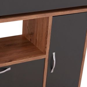 Shoe cabinet Medy Hm18187.02 melamine in anthracite and natural black legs 85x30x108.5hcm.
